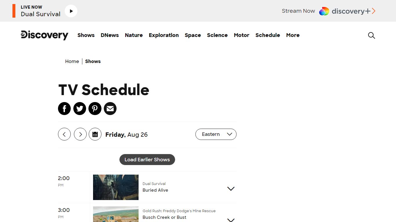 Discovery TV & Show Schedule